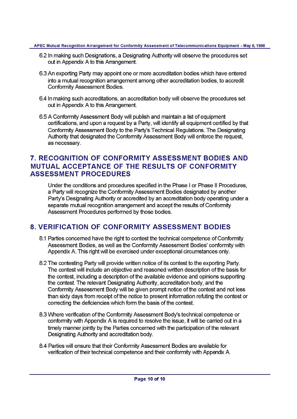 APEC TEL MRA Agreement