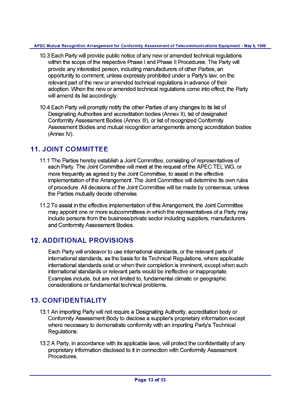 APEC TEL MRA Agreement